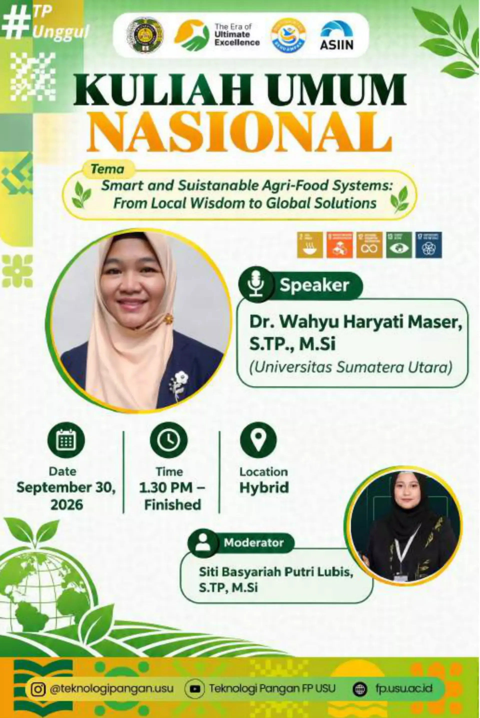Kuliah Umum Nasional: Smart and Sustainable Agri-Food Systems: From Local Wisdom to Global Solutions